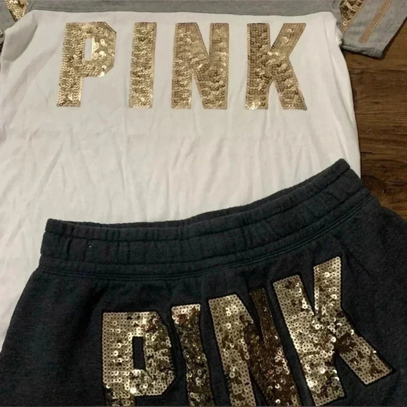 VS PINK BLING EVERYDAY TSHIRT/RETRO
SHORTS  OUTFIT SET S - Picture 4 of 11